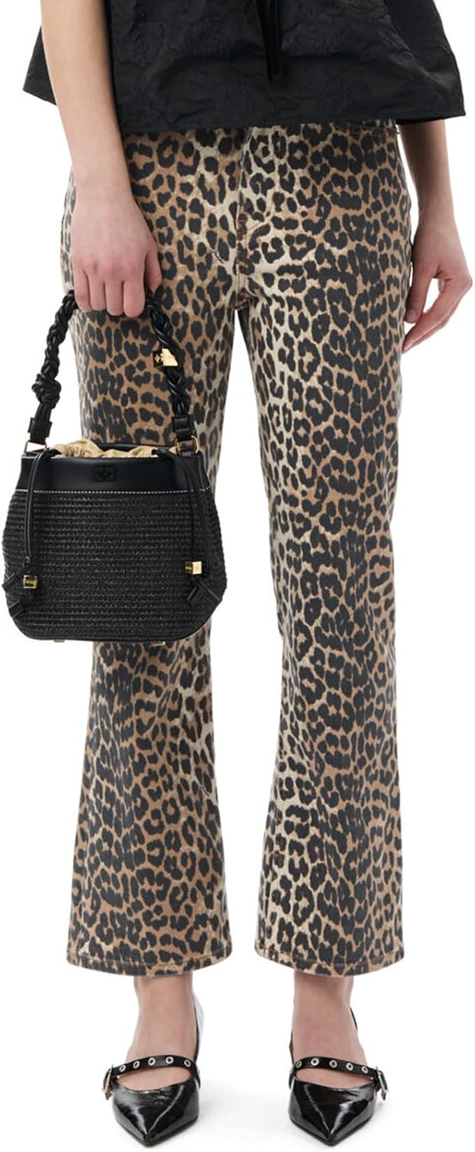 Women's Leopard Bell Bottom Jeans Cropped High Rise Stretchy Cheetah Print Demin Pants | Amazon (US)