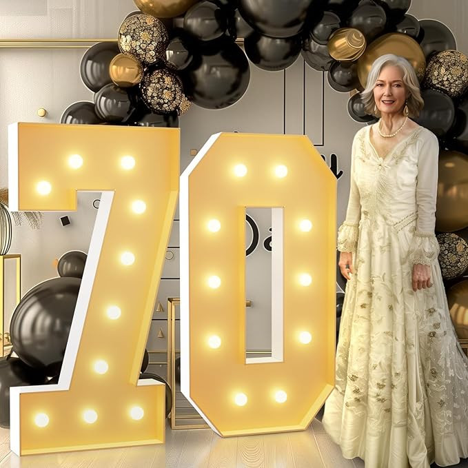 Imprsv 4FT Light Up Numbers, Marquee 70th Birthday Decorations for Women Men, Large Foam Board An... | Amazon (US)