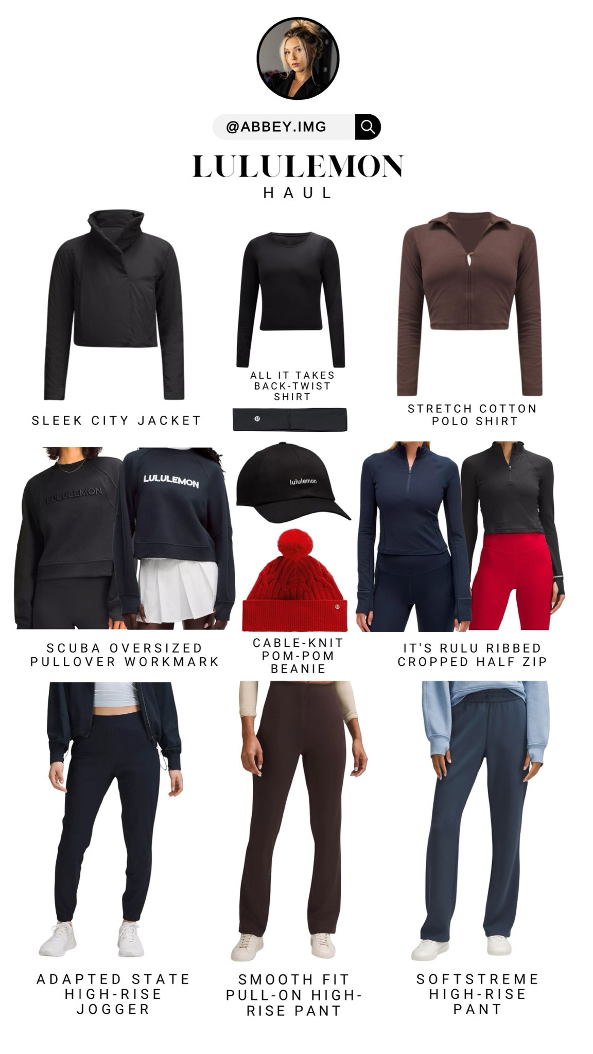January 2025 | LULULEMON HAUL ✨
Top favorites: sleek city jacket, smooth fit pull-on high rise pant, and the rulu ribbed cropped half zip #lululemon 

#LTKfitness #LTKstyletip #LTKActive