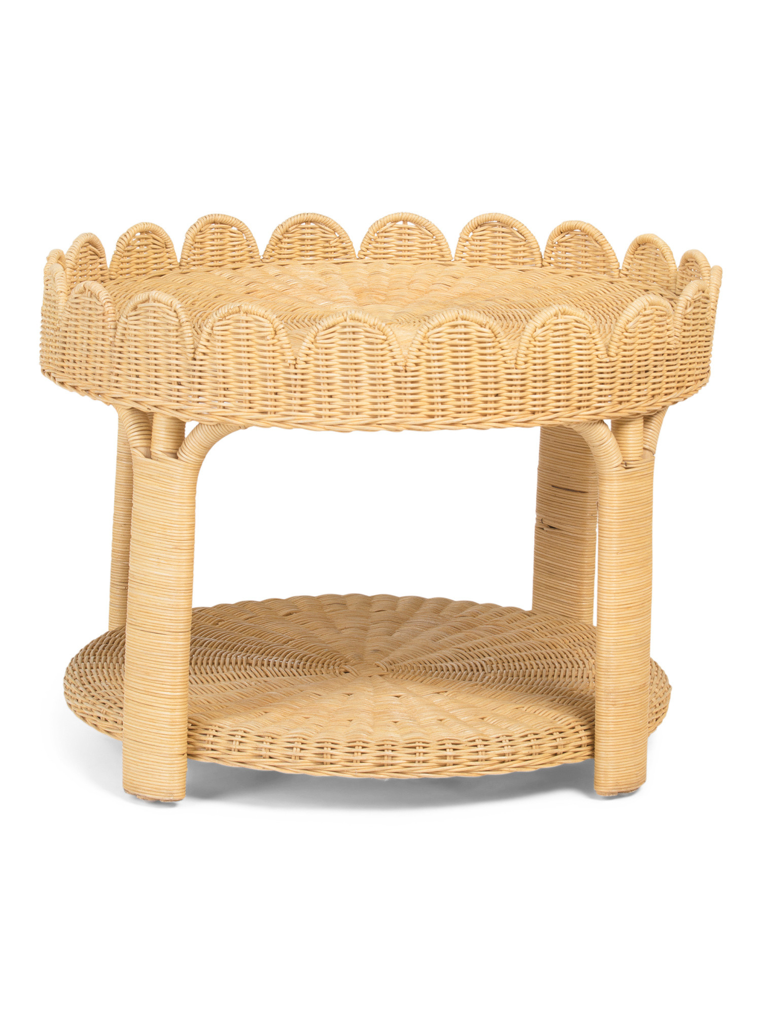 28in Dion Scalloped Round Rattan Table | Marshalls