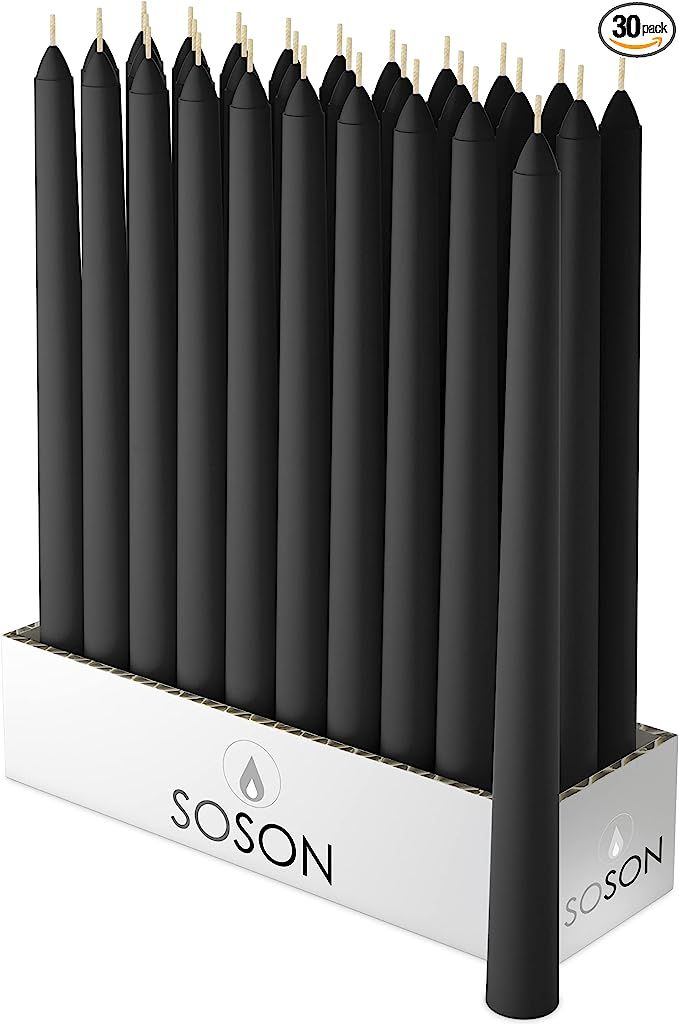 Amazon.com: Simply Soson Premium Black Taper Candles 10 inch x ¾” | Tall Candles | Smokeless &... | Amazon (US)