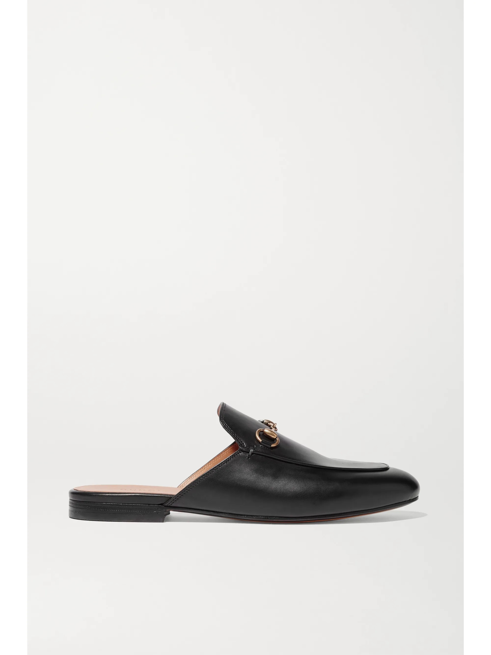 Black Princetown horsebit-detailed leather slippers | Gucci | NET-A-PORTER | NET-A-PORTER (US)