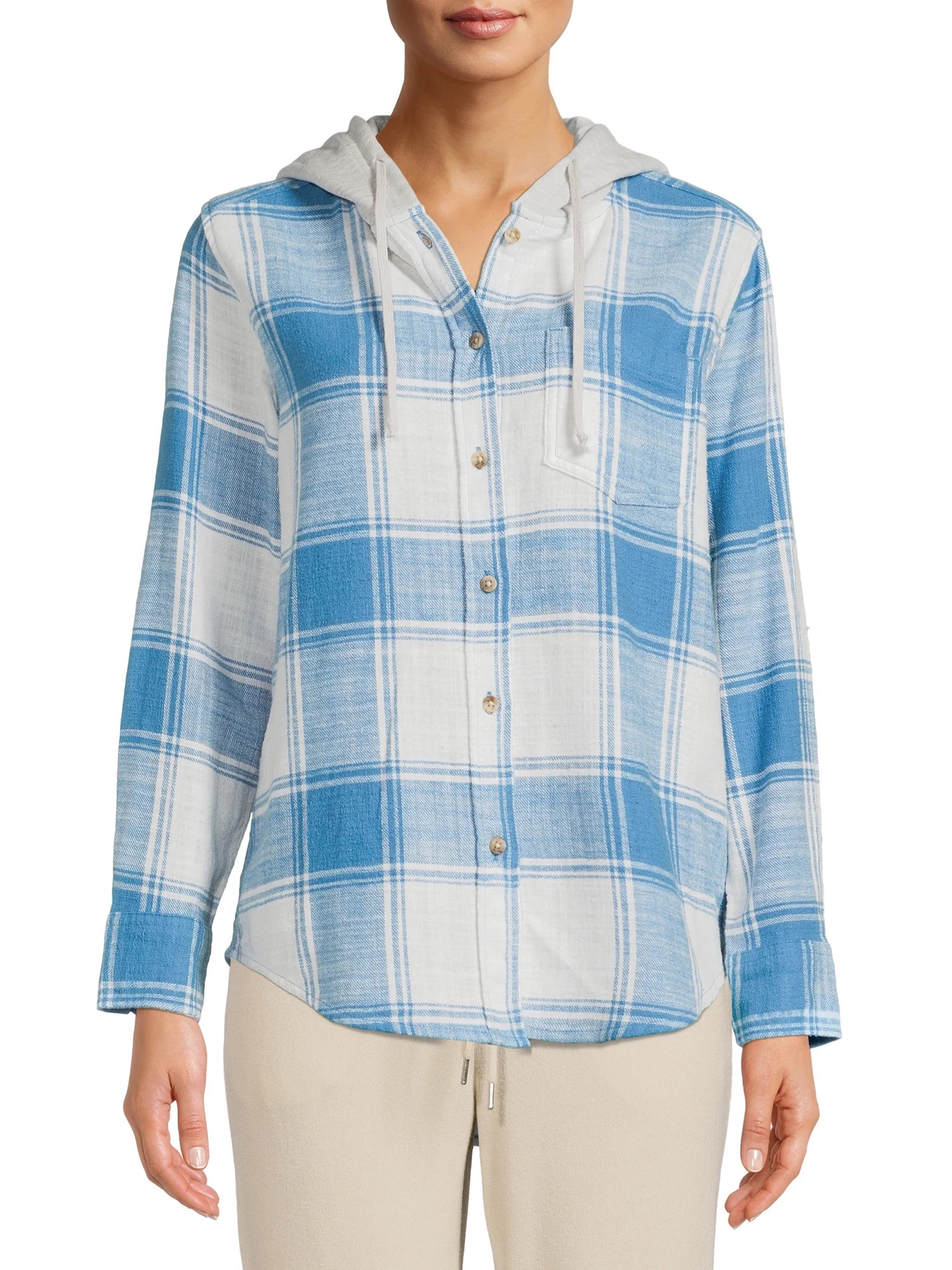 Time And Tru Women's Hooded Flannel | Walmart (US)