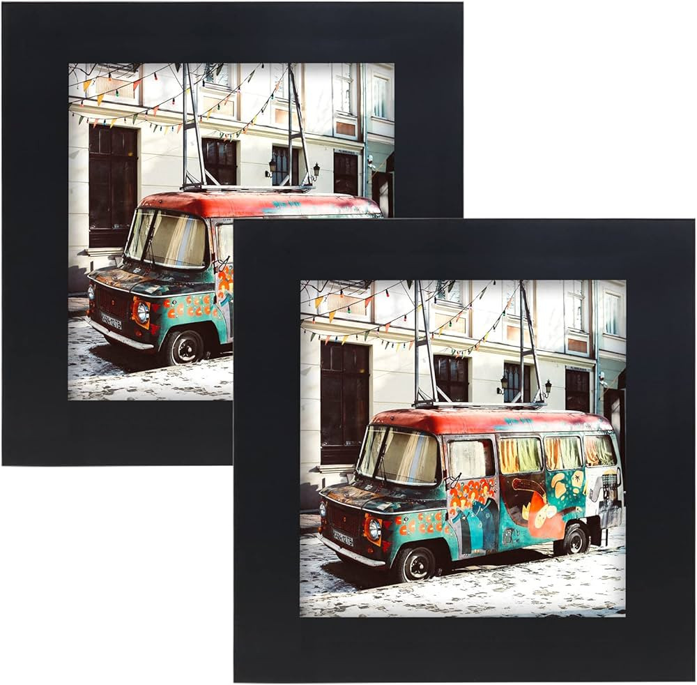 4x4 Black Picture Frames Square Classic Natural Wood 2 Pack for Wall Mounting and Tabletop Displa... | Amazon (US)