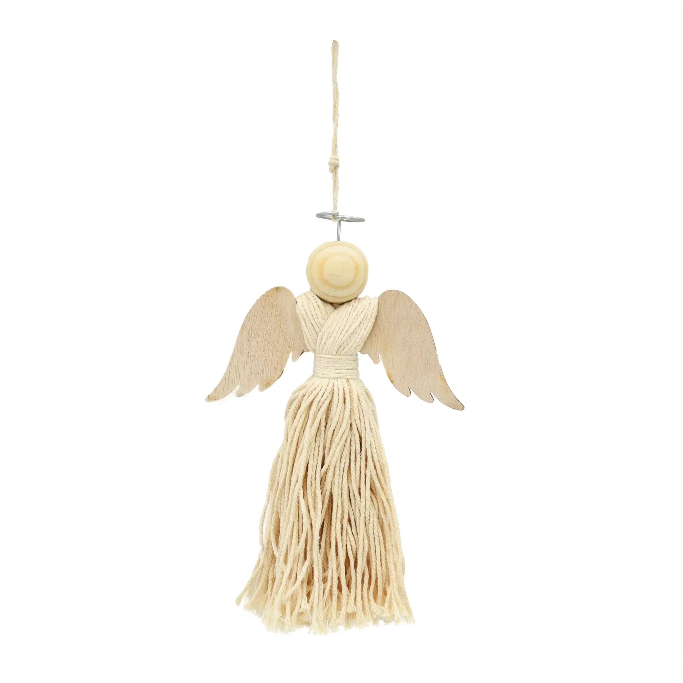 Holy Ground Cream Angel with Tassel Christmas Ornament, 7.8 in, by Holiday Time - Walmart.com | Walmart (US)
