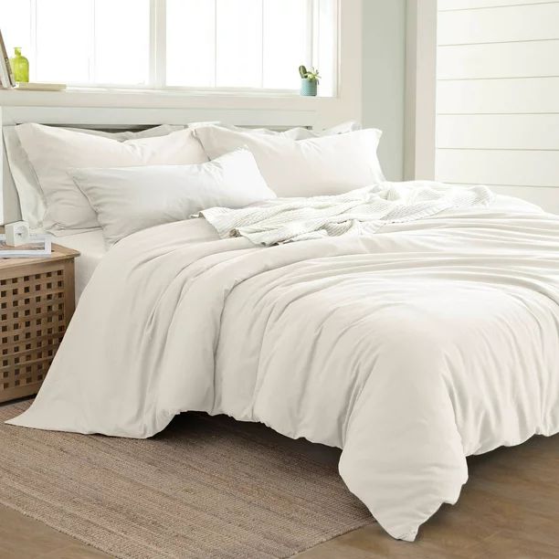Modern Threads 3 Piece Linen-Cotton Blend Solid Duvet Set, White, Queen - Walmart.com | Walmart (US)