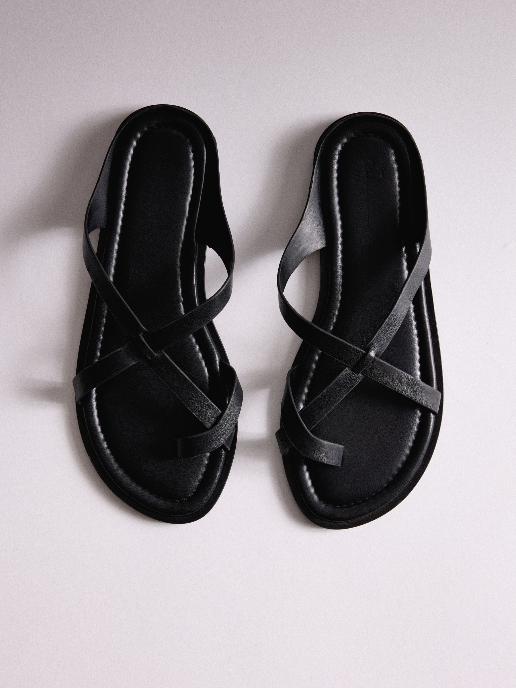 The Set The Set Toe Loop Strappy Sandals Black | Next US