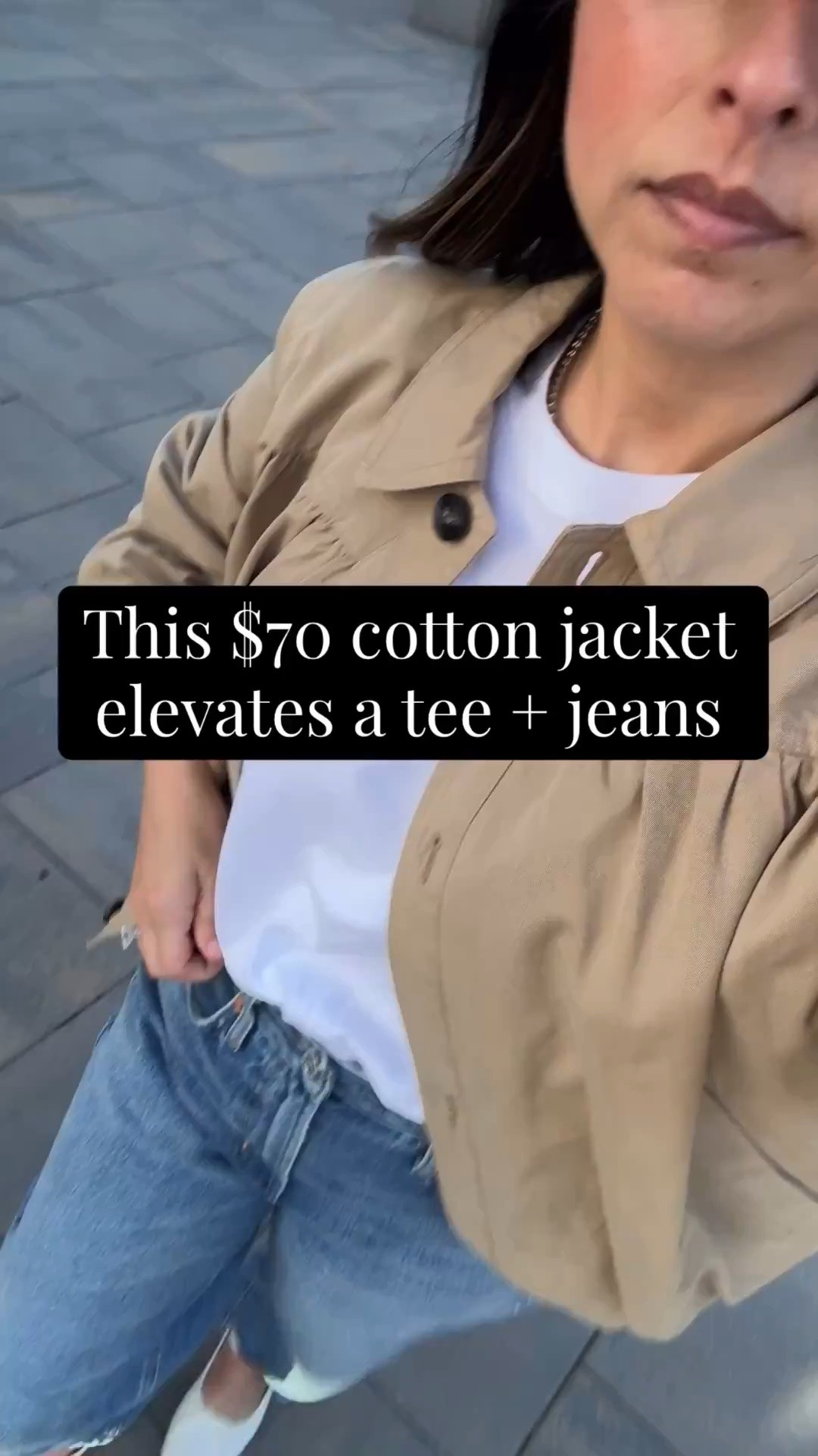 This jacket instantly and easily elevates a basic outfit. Mom-on-duty outfit idea. What to wear to my kids sports games. 

Madewell tee xs
Zara jacket small
Citizens of Himanity Miro jeans 24 - sized down and cut hems
Loeffler Randall flats 5.
Mansur Gavriel tote
Polo Baeball hat
Dorsey James necklace 15”
Electric Picks earrings

Petite style, spring outfits 2026,

#LTKootd #LTKPetite #LTKSeasonal