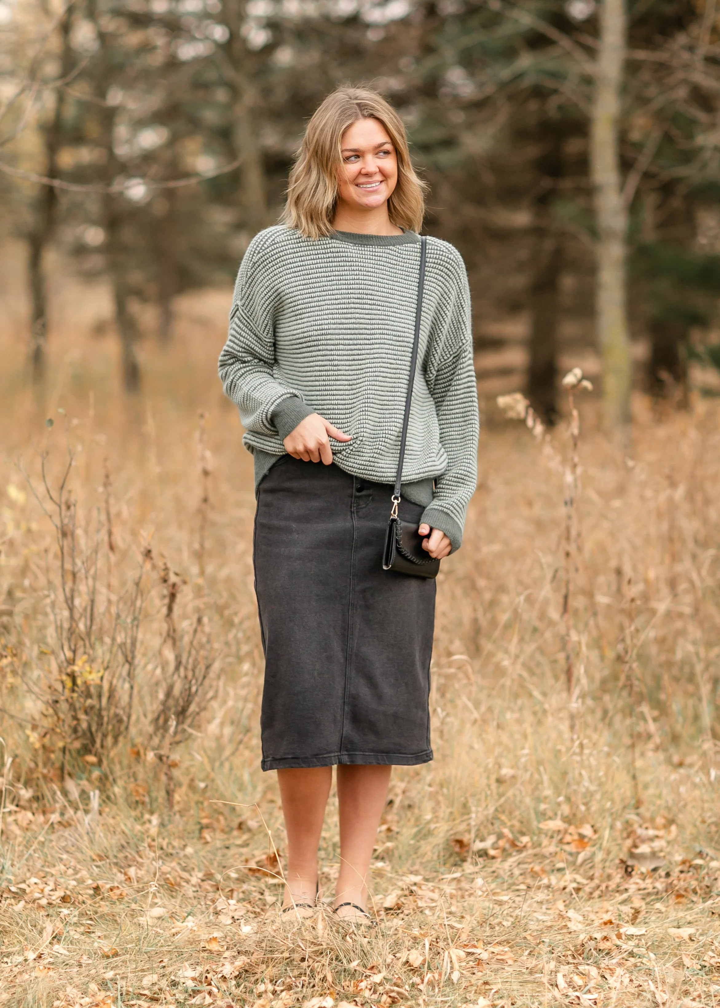 Sage Waffle Textured Raw Edge Top | Inherit Clothing Co.