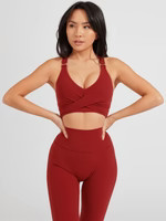 Candy Wrap Sports Bra - Vineyard Dark Red | Buffbunny
