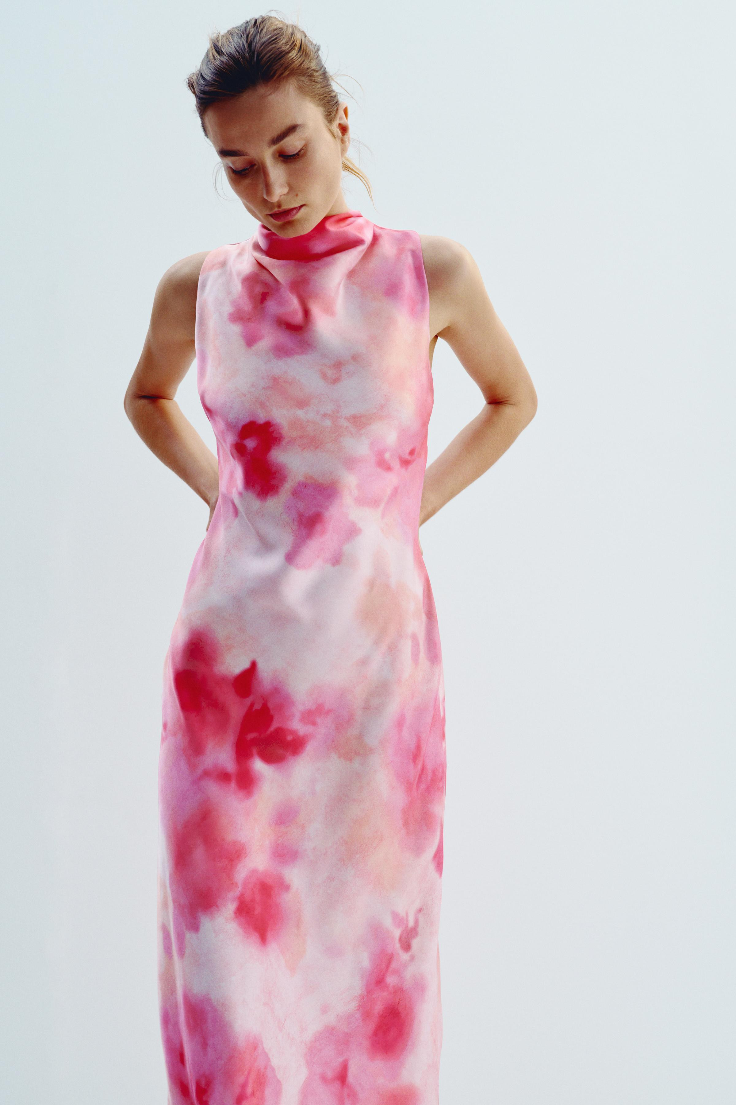 TIE-DYE SATIN MIDI DRESS | Zara UK