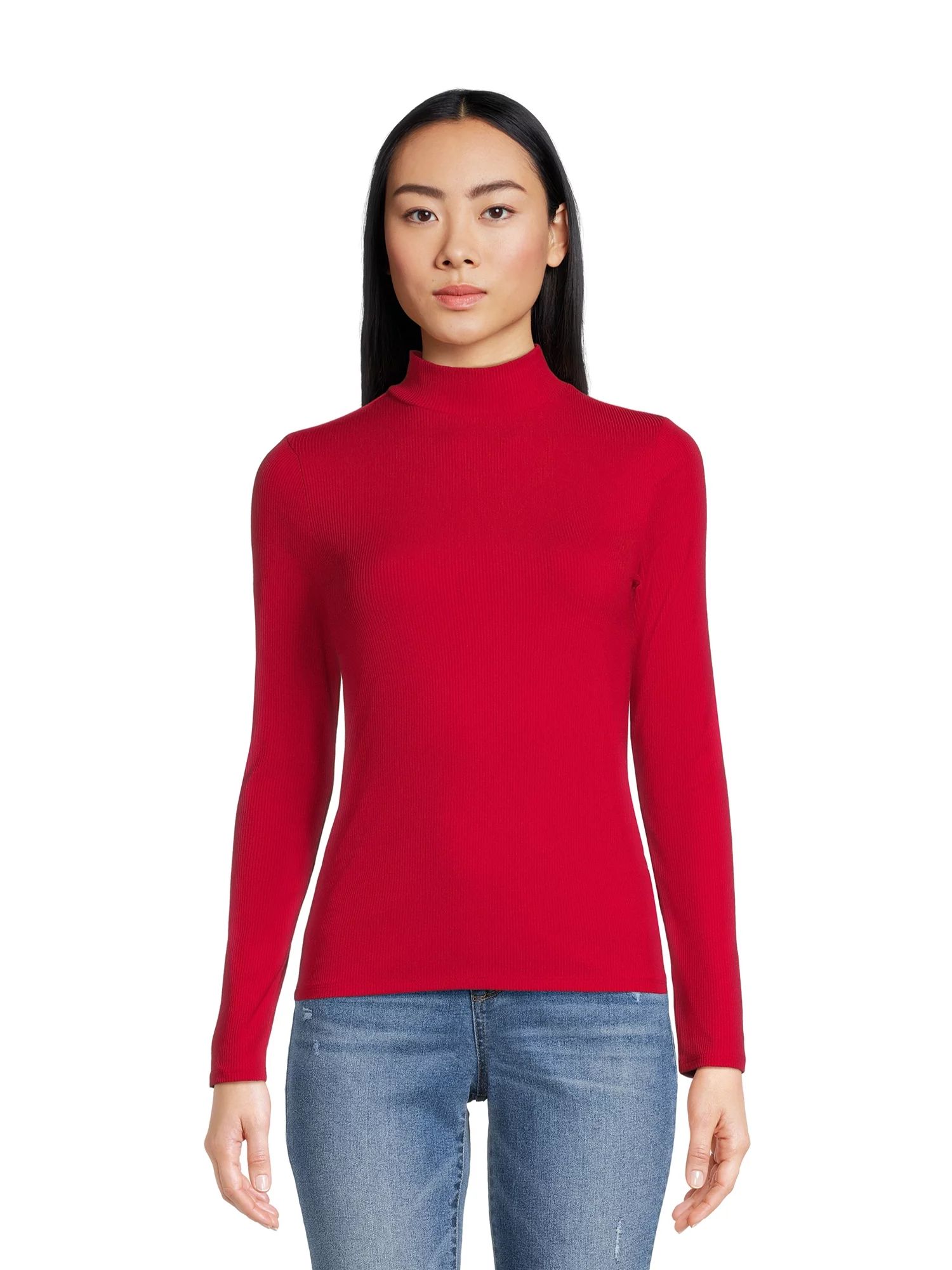 No Boundaries Women's Juniors Long Sleeve Mock Neck Top, Sizes XS-3XL - Walmart.com | Walmart (US)