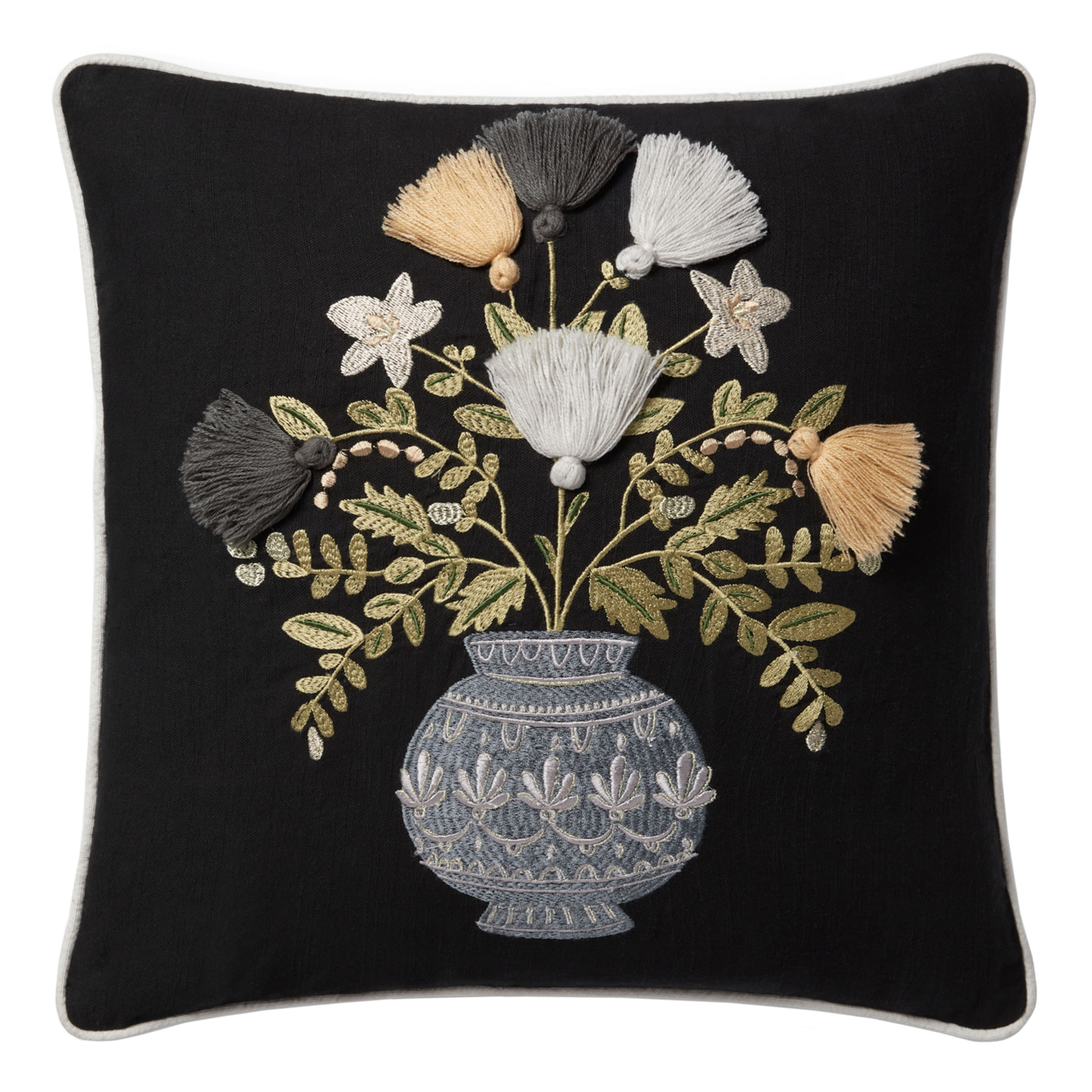 Rifle Paper Co. Black Flower Pot Throw Pillow | World Market