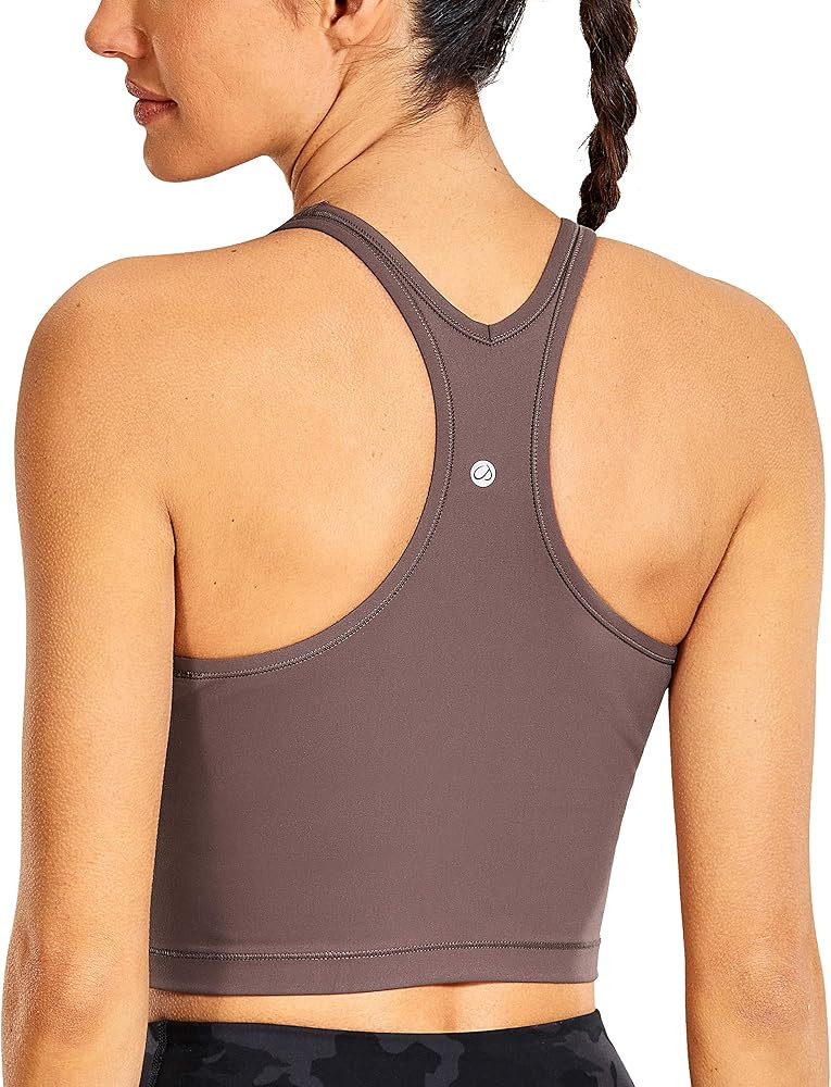 CRZ YOGA Women's Racerback Longline Sports Bra Padded Wireless Yoga Bras Crop Cami Tank Tops Purp... | Amazon (US)