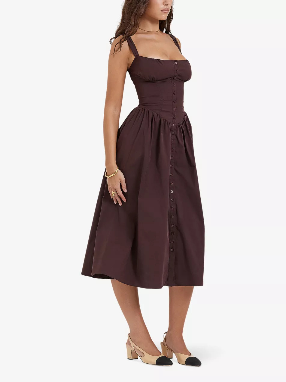Tatiana button-front cotton-blend midi dress | Selfridges