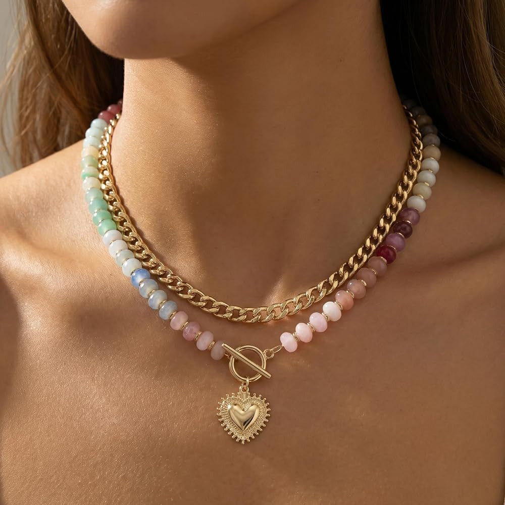 Chunky Pendant Beaded Necklace for Women | Amazon (US)