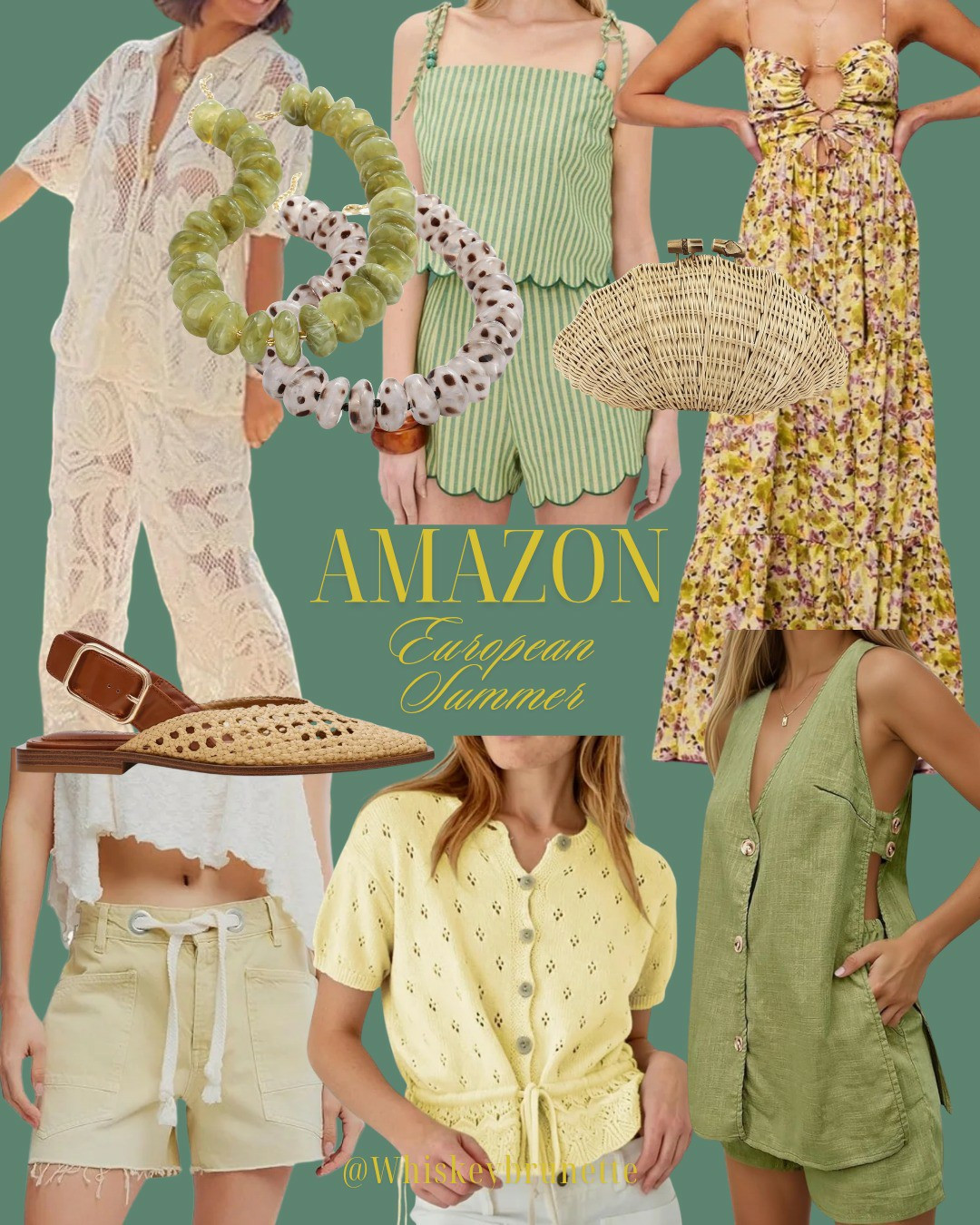 Amazon European summer finds! | Amazon finds | summer fashion finds | dresses | matching summer set | scalloped set | rattan flats | seashell clutch | yellow summer fashion | green summer fashion | European summer fashion | 

#LTKSeasonal #LTKSaleAlert #LTKootd