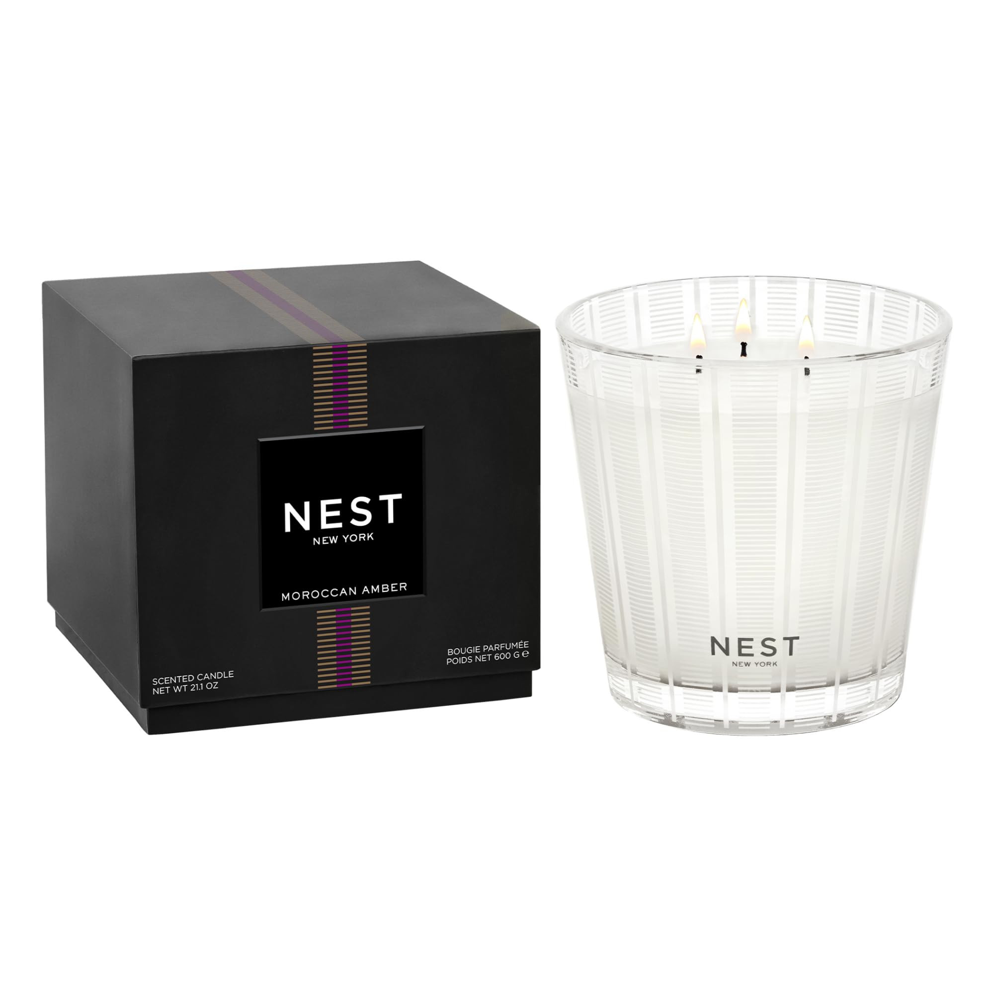 NEST New York Scented 3-Wick Candle, Moroccan Amber - 21.2 oz - Up to 100-Hour Burn Time - Reusab... | Amazon (US)
