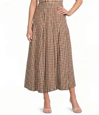 Woven Checker Gingham Print High-Rise Coordinating Midi Skirt | Dillard's