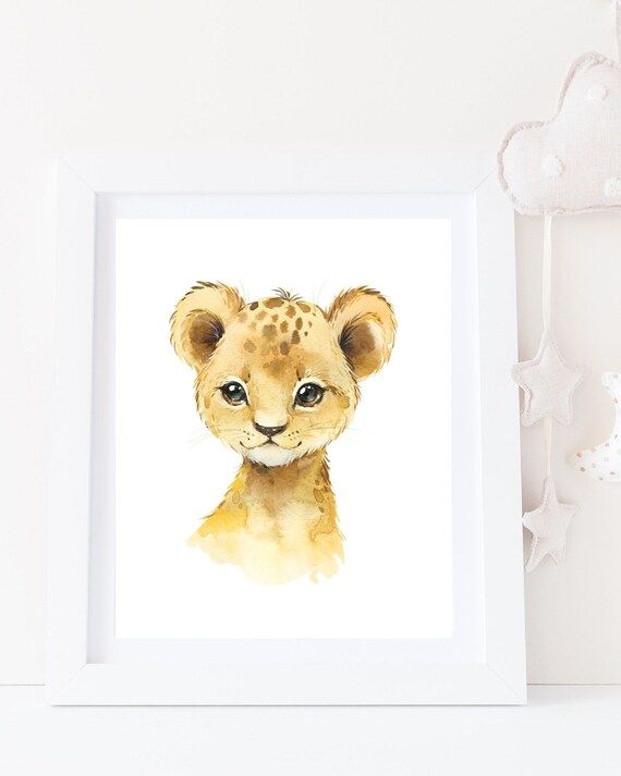 Baby Lion Watercolor Africa Print Digital Instant Download | Etsy | Etsy (US)