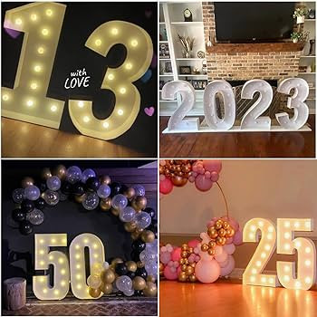 4FT Marquee Light Up Numbers Pre-Cut Frame Giant Marquee Numbers 8, Mosaic Numbers for Balloons, ... | Amazon (US)