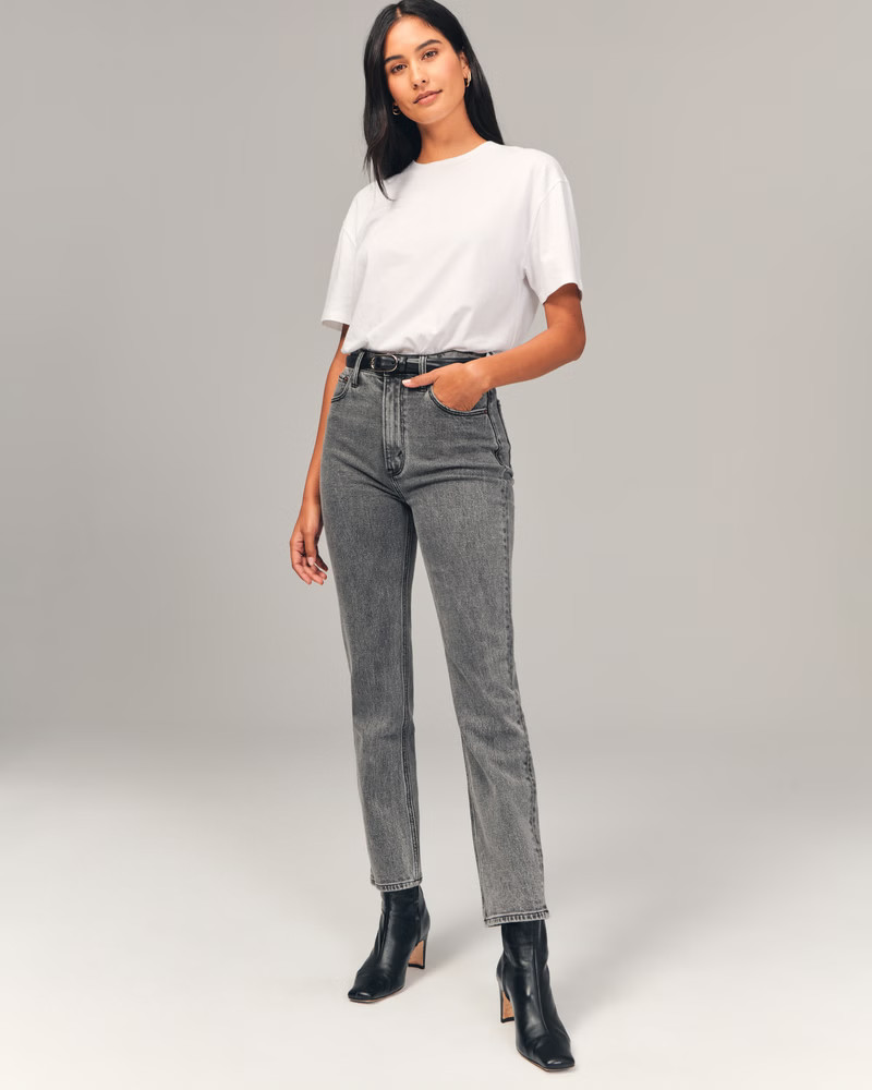 Women's Ultra High Rise Ankle Straight Jean | Women's Bottoms | Abercrombie.com | Abercrombie & Fitch (US)