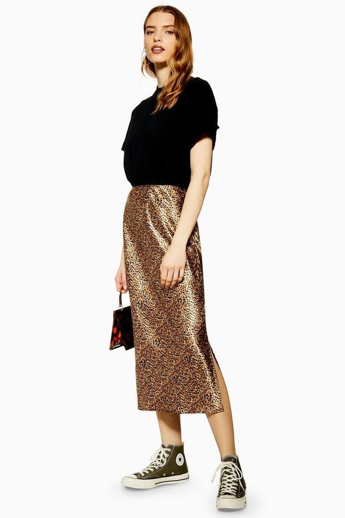 Leopard Print Satin Bias Skirt | Topshop US