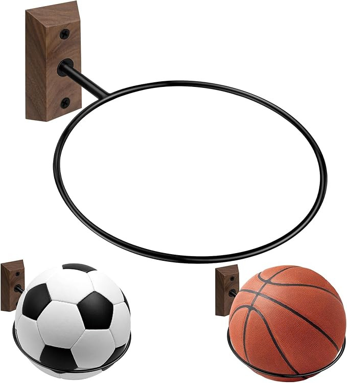 Basketball Holder Wall Mount, Wall Mount Ball Holder for Room Decor, Sports Storage Stand and Dis... | Amazon (US)