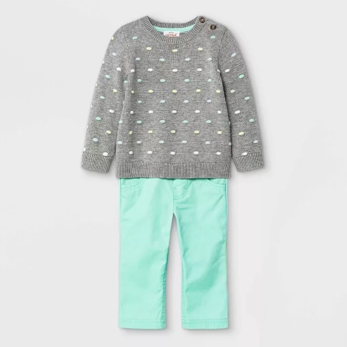 Baby Boys' Bobble Sweater Top & Bottom Set - Cat & Jack™ Gray | Target
