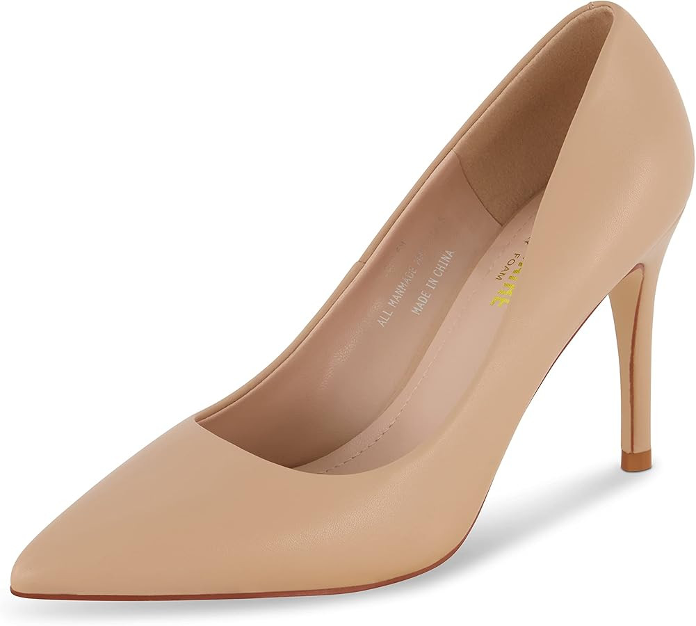 CUSHIONAIRE Lola Dress Pump Heels for Women, Classic Pointed Toe High Heels with Soft Memory Foam... | Amazon (US)