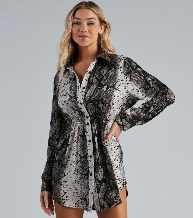 Slithering Good Satin Button-Up Tunic | Windsor Stores