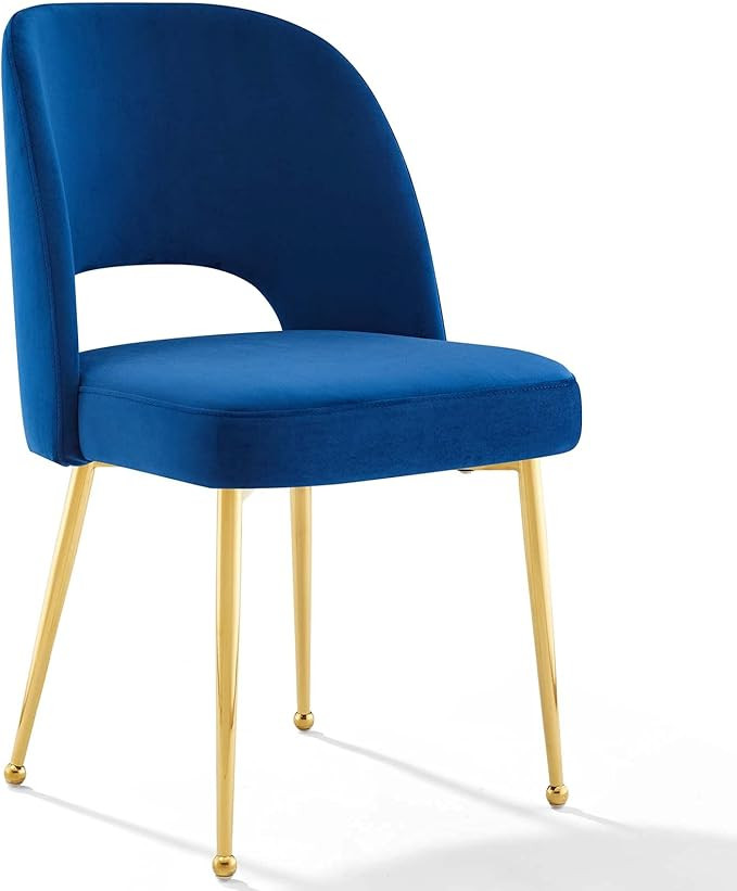 Modway Rouse Performance Velvet Dining Side Chair in Navy | Amazon (US)