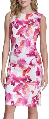 DKNY Women's Sleeveless Jewel Neck Scuba Crepe Sheath Dress Mini Dress | Amazon (US)