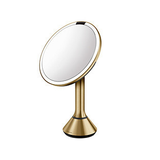simplehuman® 5X Touch-Control Sensor Mirror Brass Steel | The Container Store