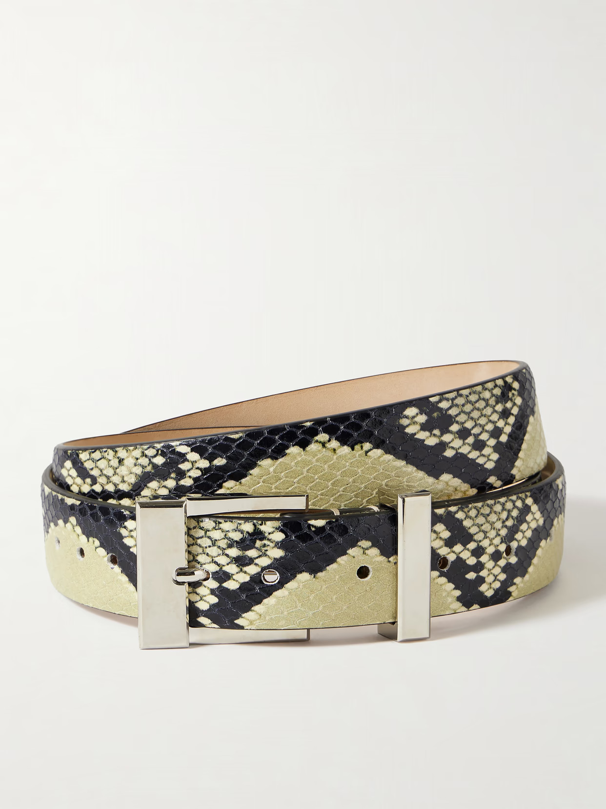 KHAITE - Mahattan Snake-effect Leather Belt - Animal Print | NET-A-PORTER (US)