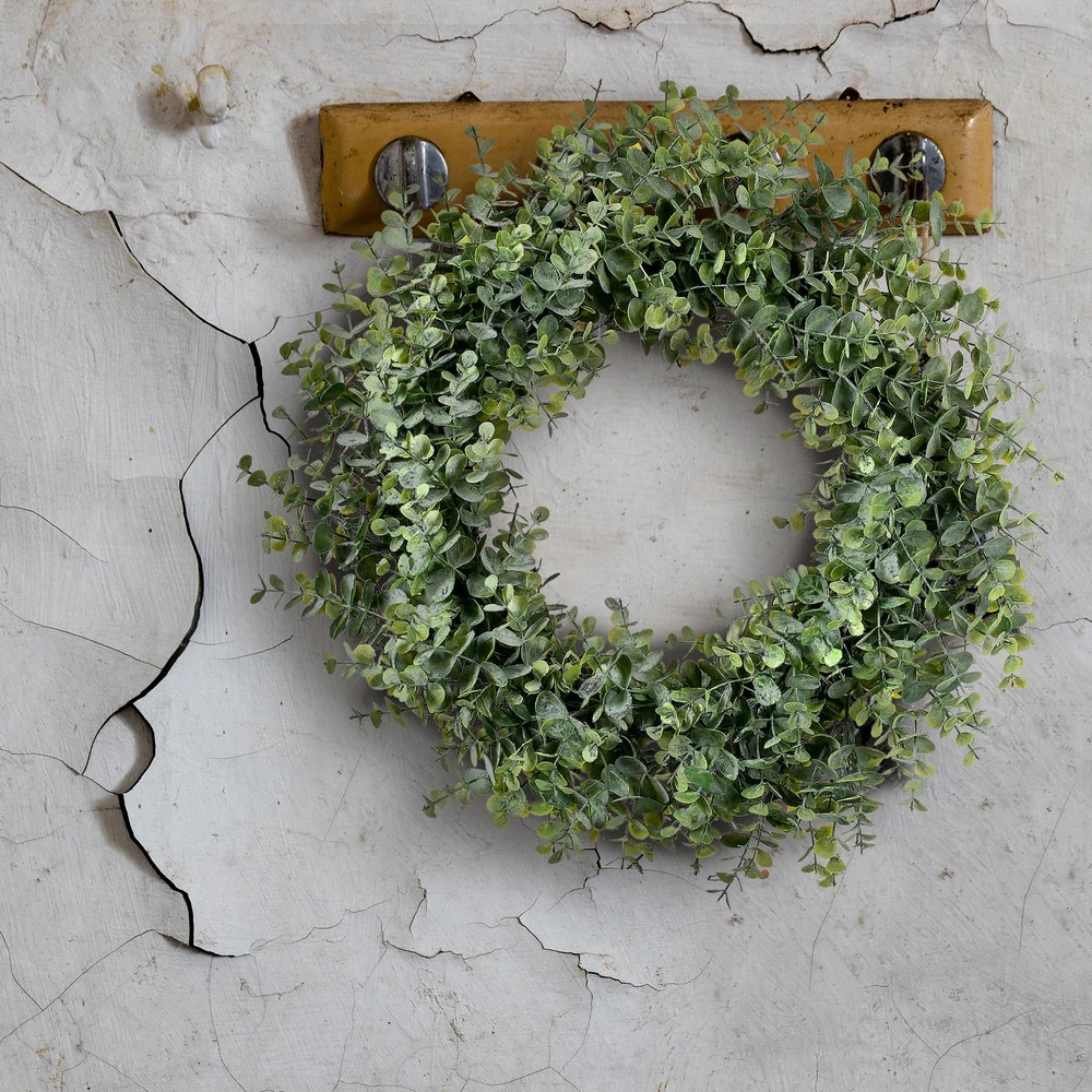 Frosted Eucalyptus Wreath 20" - Plastic (Light Green) (As Is Item) | Bed Bath & Beyond