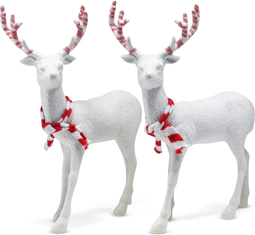 Ornativity Peppermint Glitter Christmas Reindeer – Xmas Holiday Party White Deer Figurine Statu... | Amazon (US)
