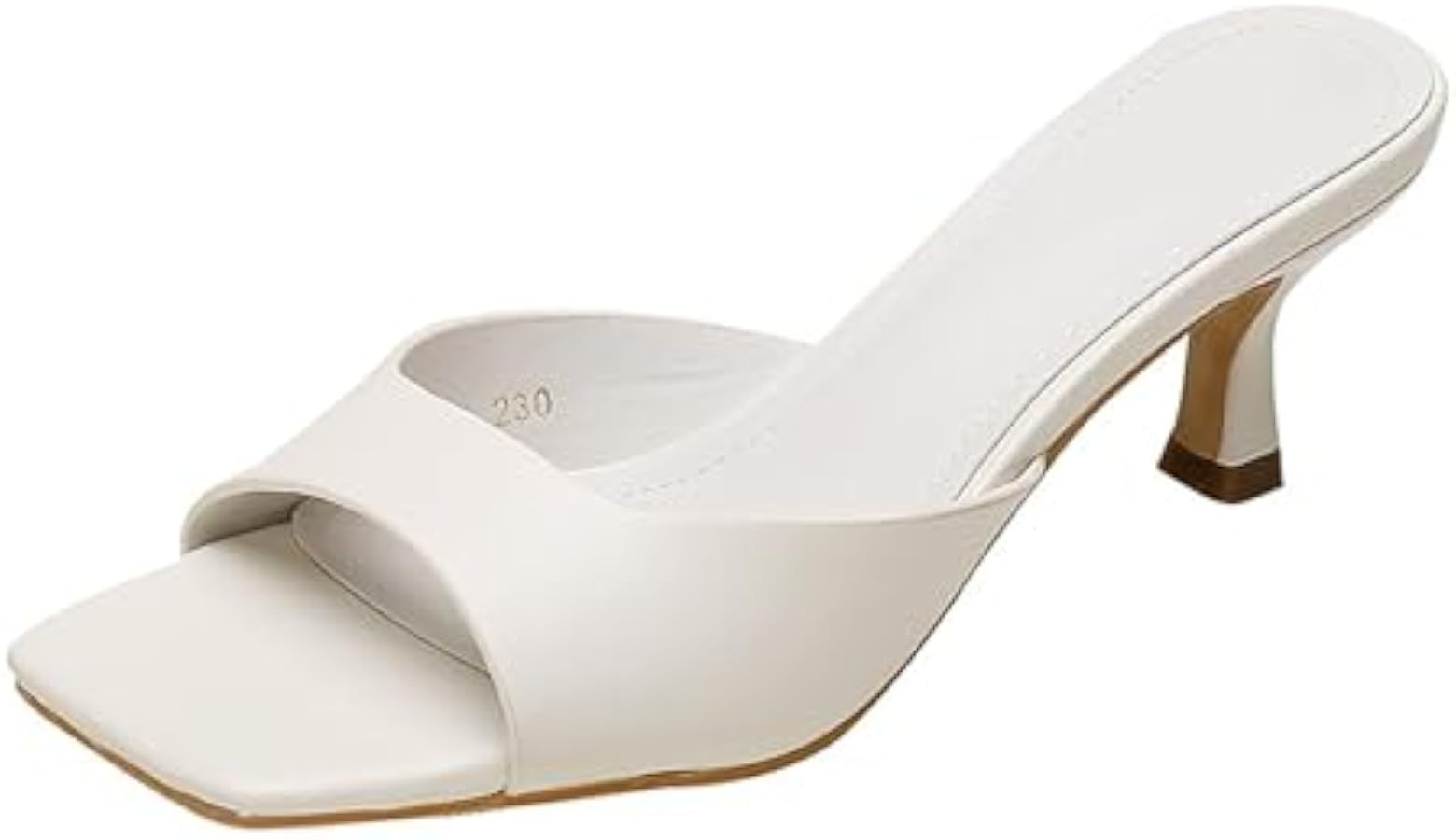 Women's Square Open Toe Kitten Heel Slides Sandals Sexy One Band Slip-On Stiletto Heels Mules Cas... | Amazon (US)