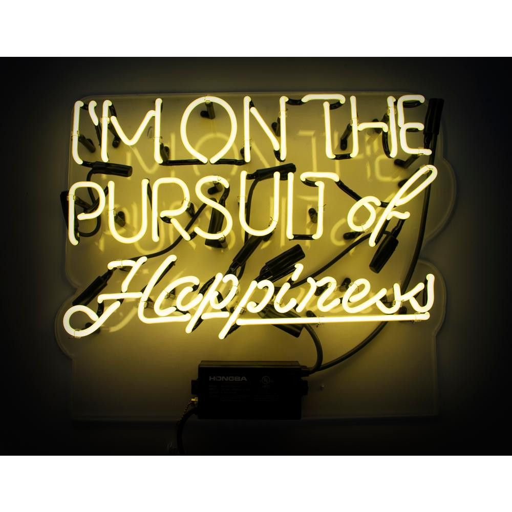 The Oliver Gal Artist Co. Oliver Gal 'I'm on the pursuit of Happiness' Plug-in Neon Lighted Sign, Ye | The Home Depot