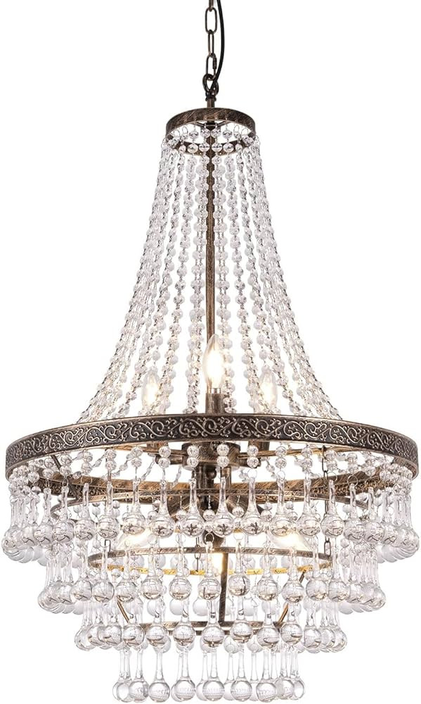 TOCHIC French Empire Crystal Chandelier Lighting Antique Bronze, 6-Light French Country Foyer Cha... | Amazon (US)