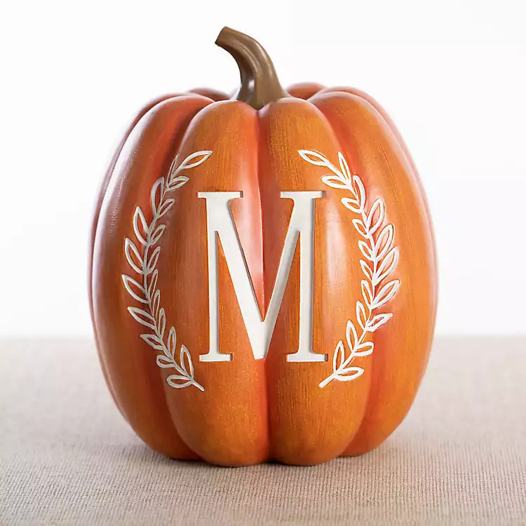 Orange Monogram M Pumpkin Statue | Kirkland's Home