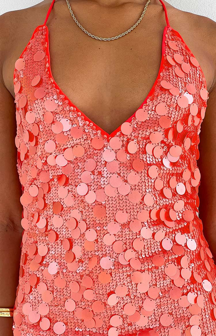 Cyrus Orange Sequin Mini Dress | Beginning Boutique (US)