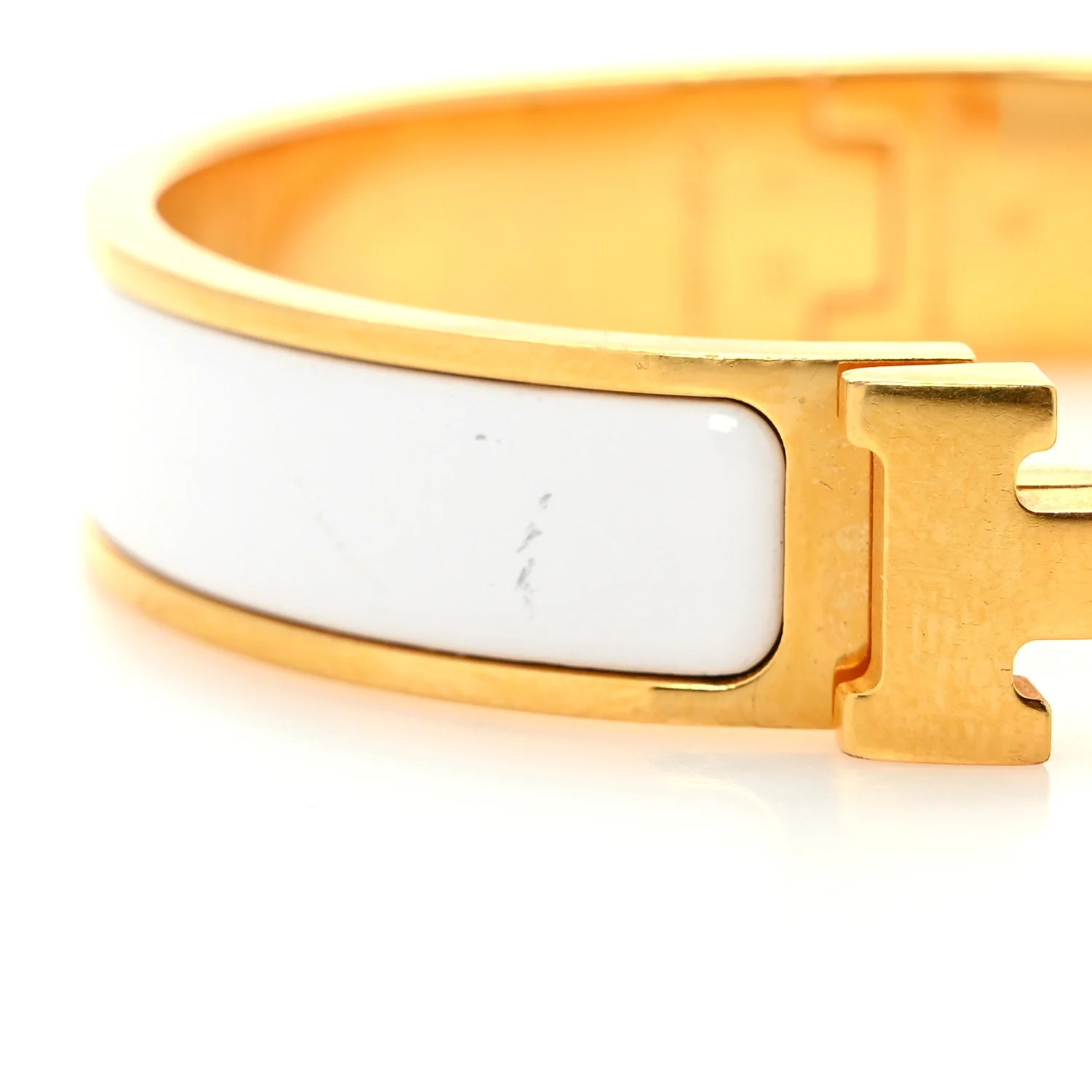 Enamel Narrow Clic Clac H Bracelet PM White | FASHIONPHILE (US)