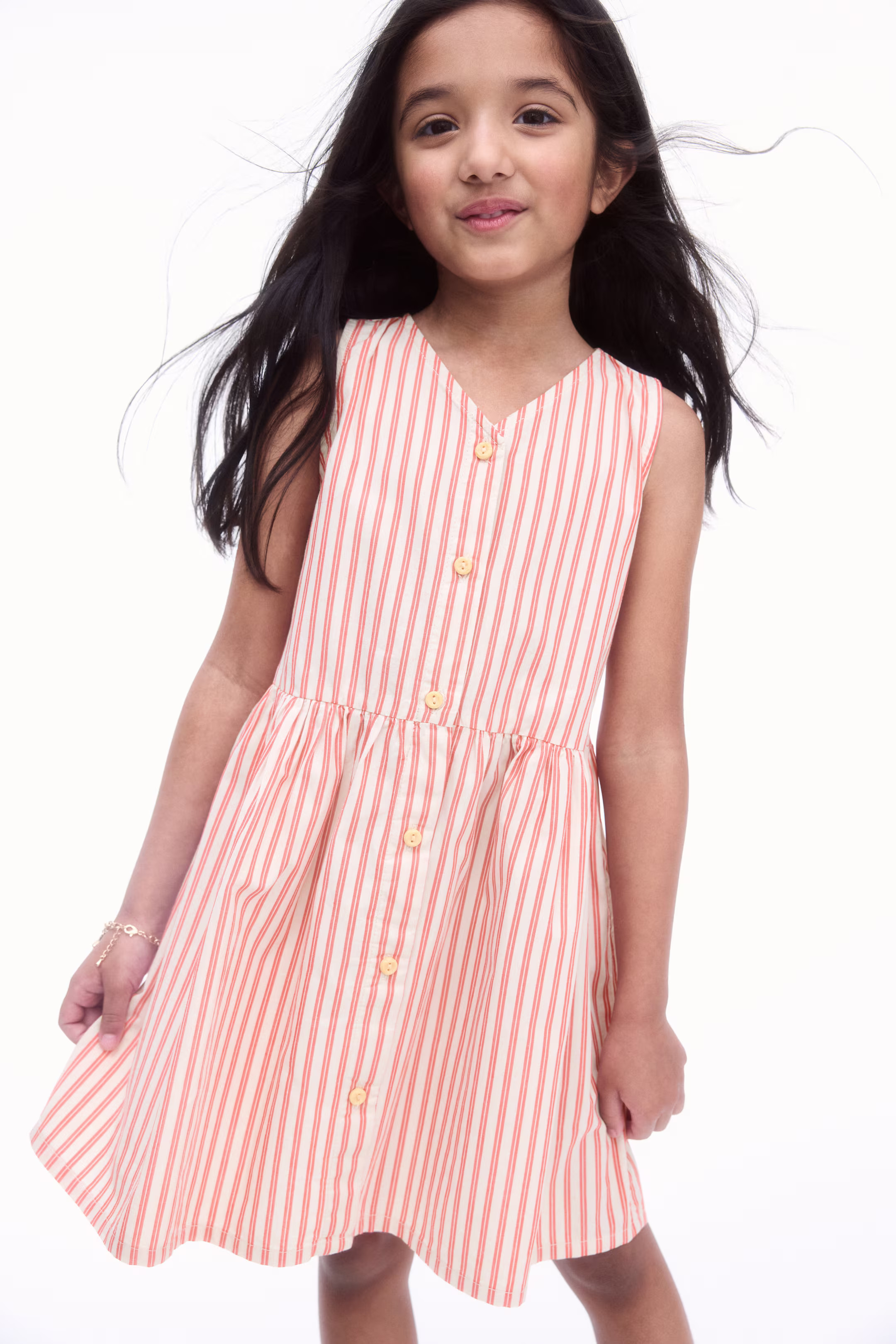 Baumwollkleid - Hellbeige/Rot gestreift - Kids | H&M AT | H&M (DE, AT, CH, NL, FI)