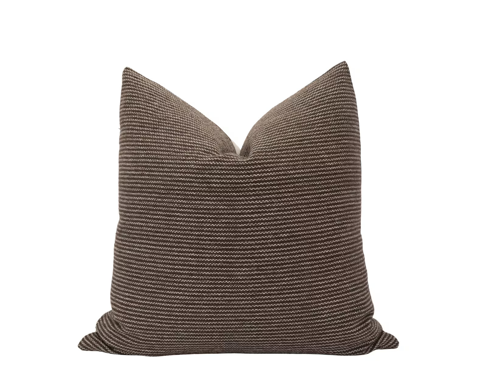 PHOENIX Woven Brown Pillow Cover Brown Stripe Pillow Dark Brown Pillow Cover Textured Brown Pillo... | Etsy (US)