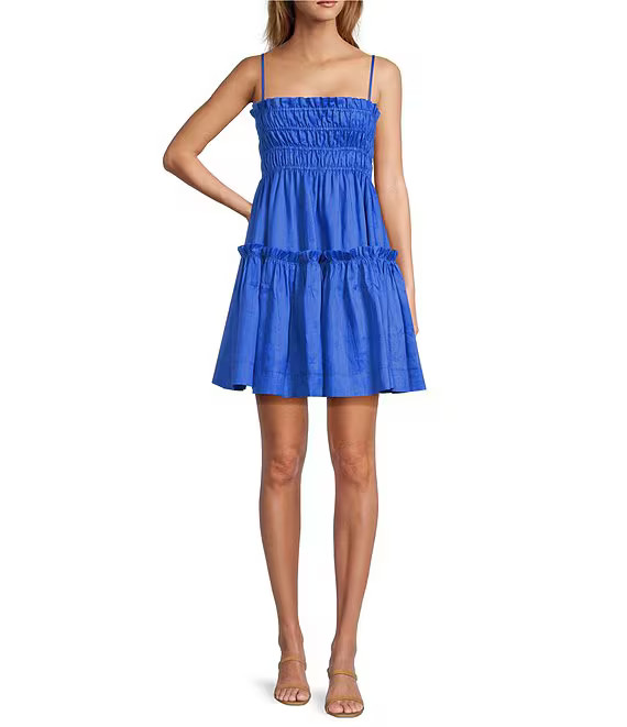 A Loves ASquare Neck Sleeveless Spaghetti Strap Smocked Babydoll Mini Dress | Dillard's