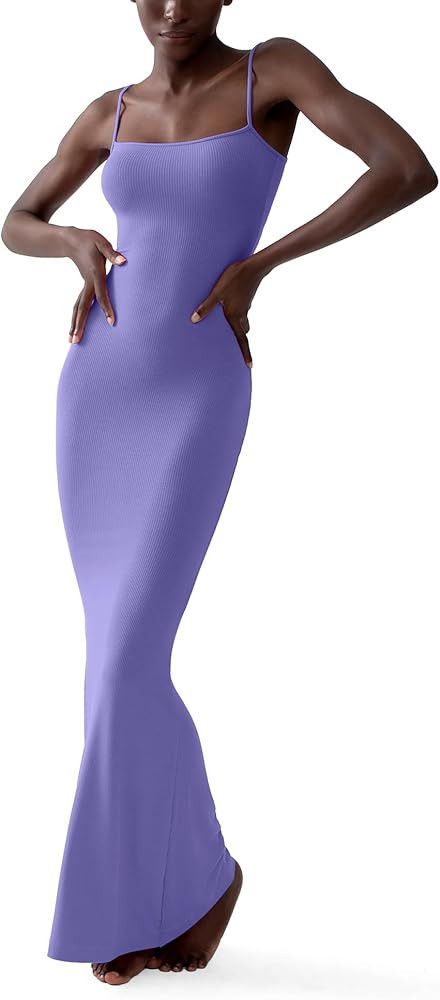 PUMIEY Women's Slip Maxi Dress Sexy Ribbed Bodycon Dresses Long Dress | Amazon (US)