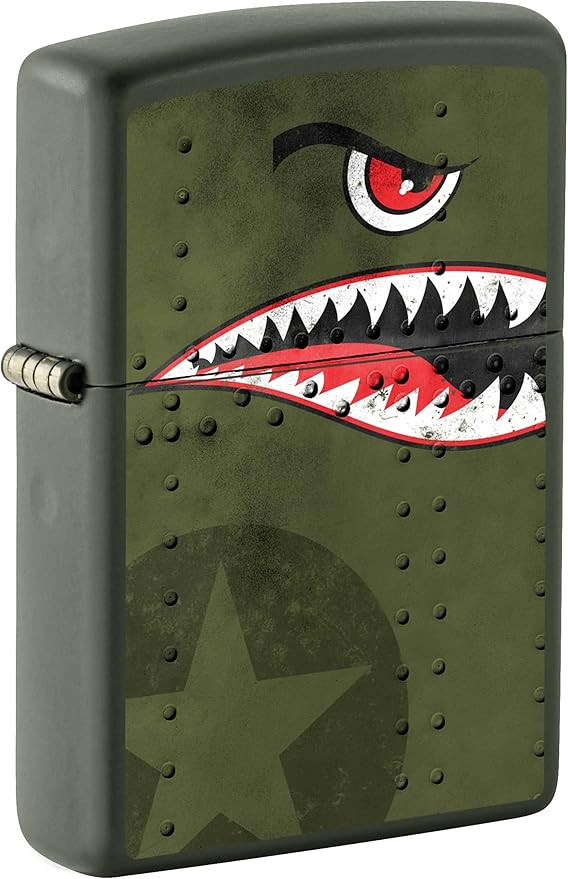 Zippo Lighter, Fighter Plane Nose Art, Shark Teeth - Green Matte 80976 | Amazon (US)