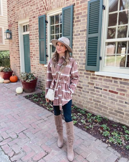 The first day of REAL fall weather! 🌬️🍂 Plaid shacket & knee-high boots

#LTKSeasonal #LTKfindsunder100