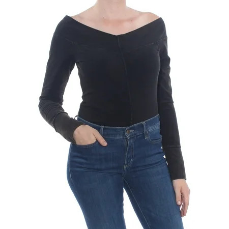 FREE PEOPLE Womens Black Off Shoulder Top Size: XS | Walmart (US)